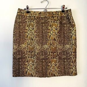 Worthington Size 10 Gold Metallic Snake Print Pencil Skirt, Career, Workwear